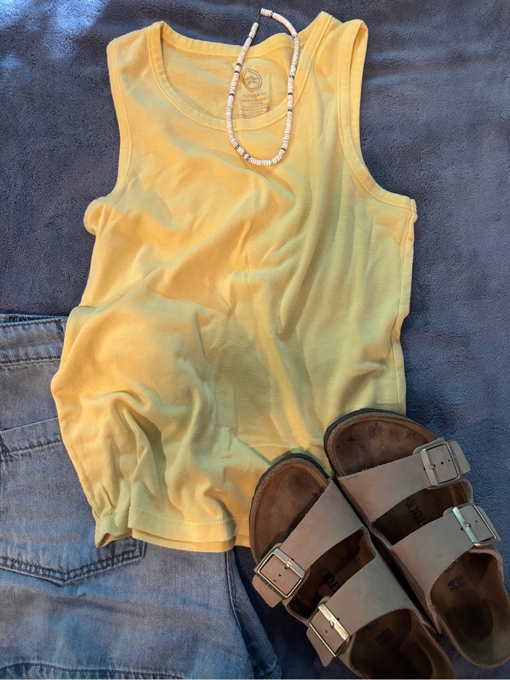 wonder nation Yellow Ribbed Tank Top